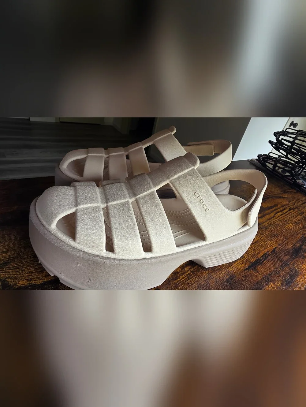 CROCS Cream Platform Sandals